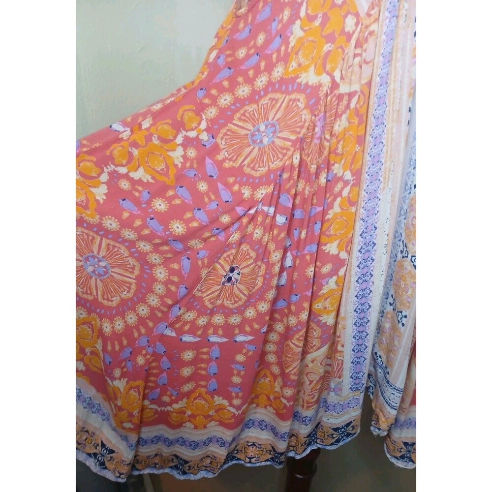 Free People Dress Sz S Plunging V-neckline Handkerchief Hem Floral Print EUC - Picture 8 of 15
